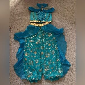 Disney store parks Jasmine costume pants set size 13 teal and gold big tall girl